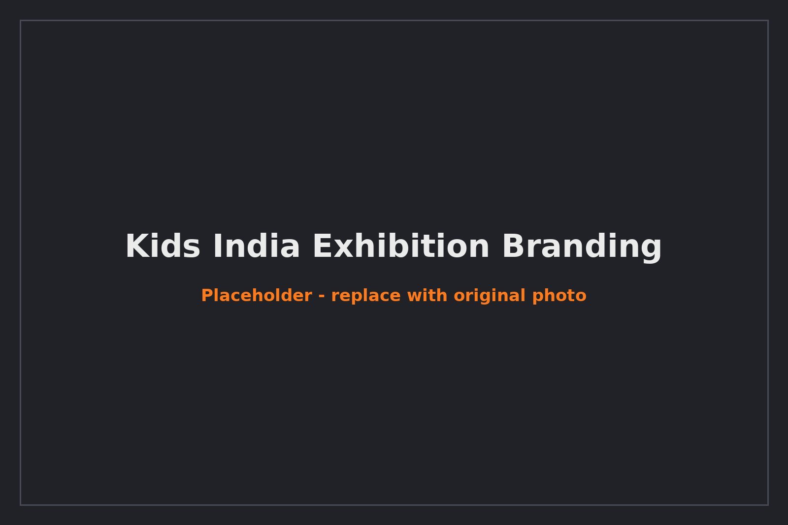 Kids India Venue Branding — Exhibitor directories, floor plans and a vivid entrance wall delivered as one visual system.